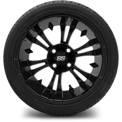 MODZ® 15" Vampire Glossy Black Wheels & Street Tires Combo