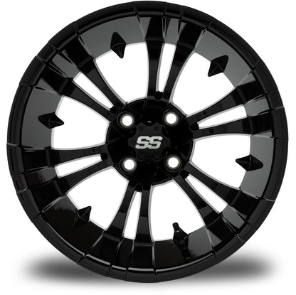 MODZ® Vampire Glossy Black 15" Golf Cart Wheel