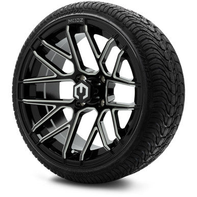 MODZ® 15" Matrix Glossy Black with Ball Mill Wheels & Street Tires Combo
