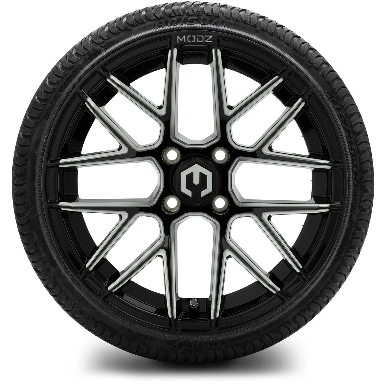 MODZ® 15" Matrix Glossy Black with Ball Mill Wheels & Street Tires Combo