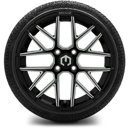 MODZ® 15" Matrix Glossy Black with Ball Mill Wheels & Street Tires Combo