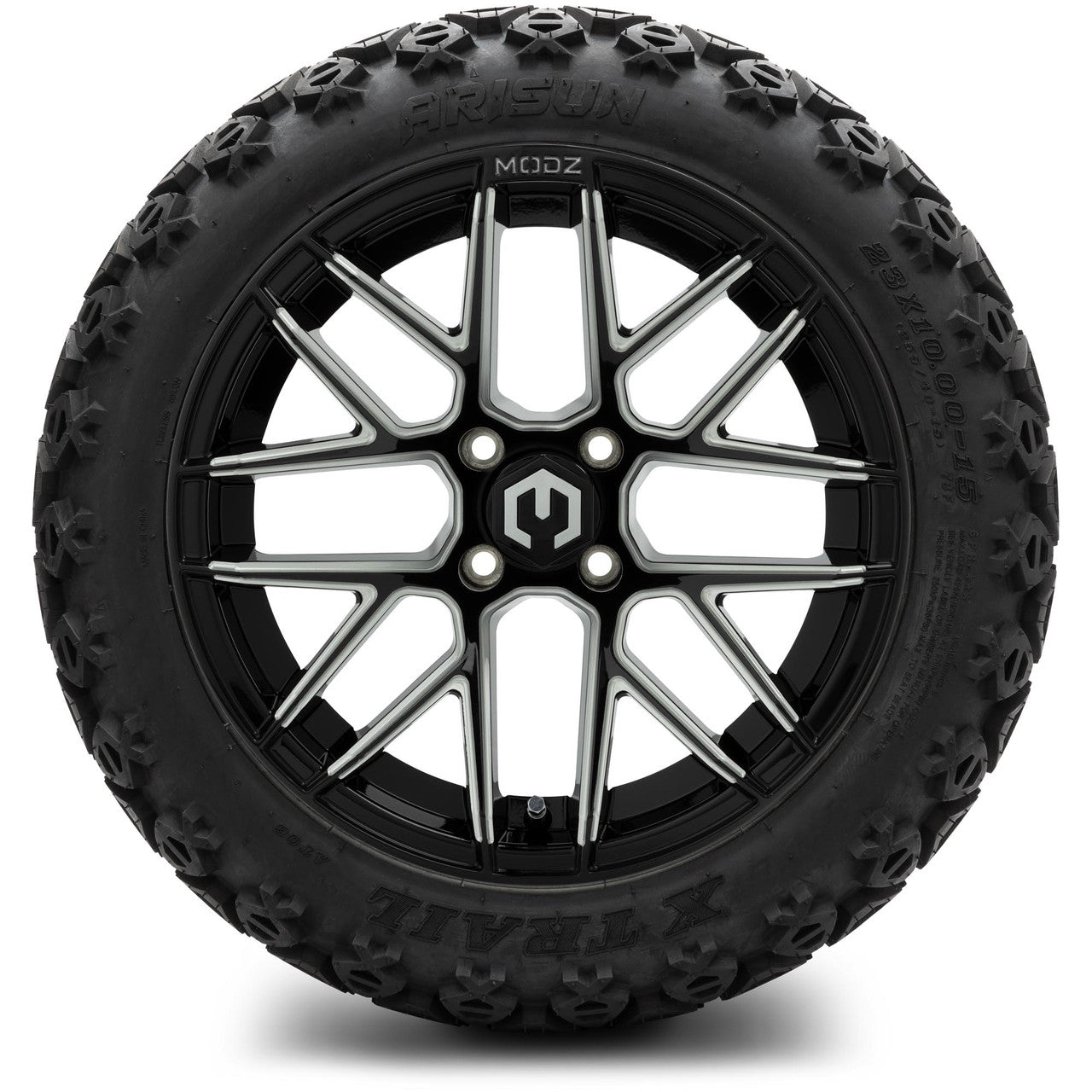 MODZ® 15" Matrix Glossy Black with Ball Mill Wheels & Off-Road Tires Combo