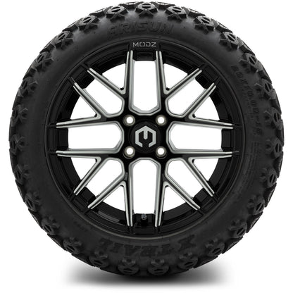 MODZ® 15" Matrix Glossy Black with Ball Mill Wheels & Off-Road Tires Combo
