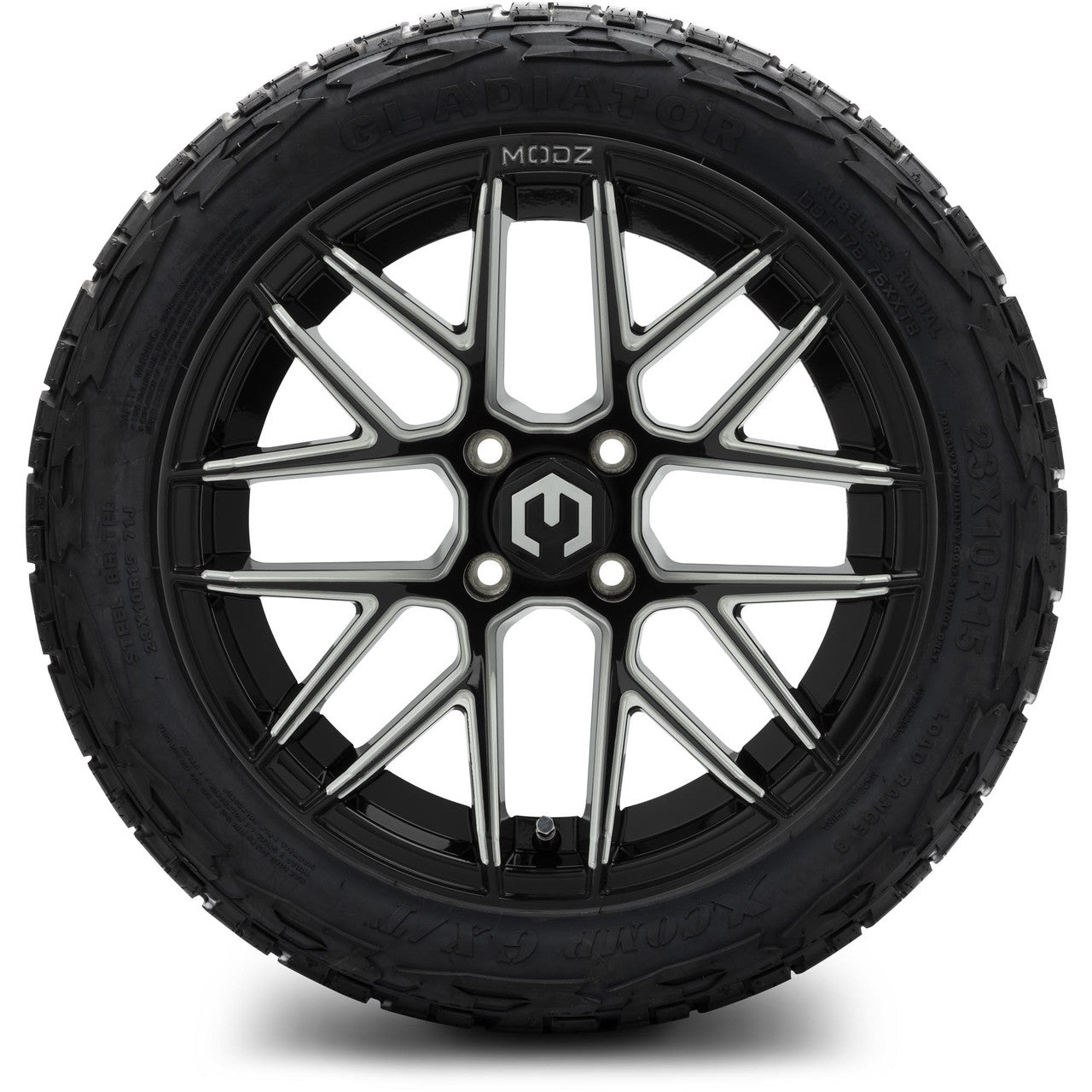 MODZ® 15" Matrix Glossy Black with Ball Mill Wheels & Off-Road Tires Combo