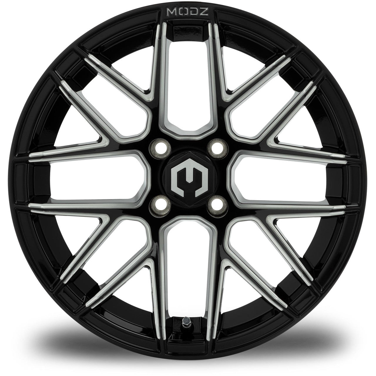 MODZ® Matrix Glossy Black with Ball Mill 15" Golf Cart Wheel