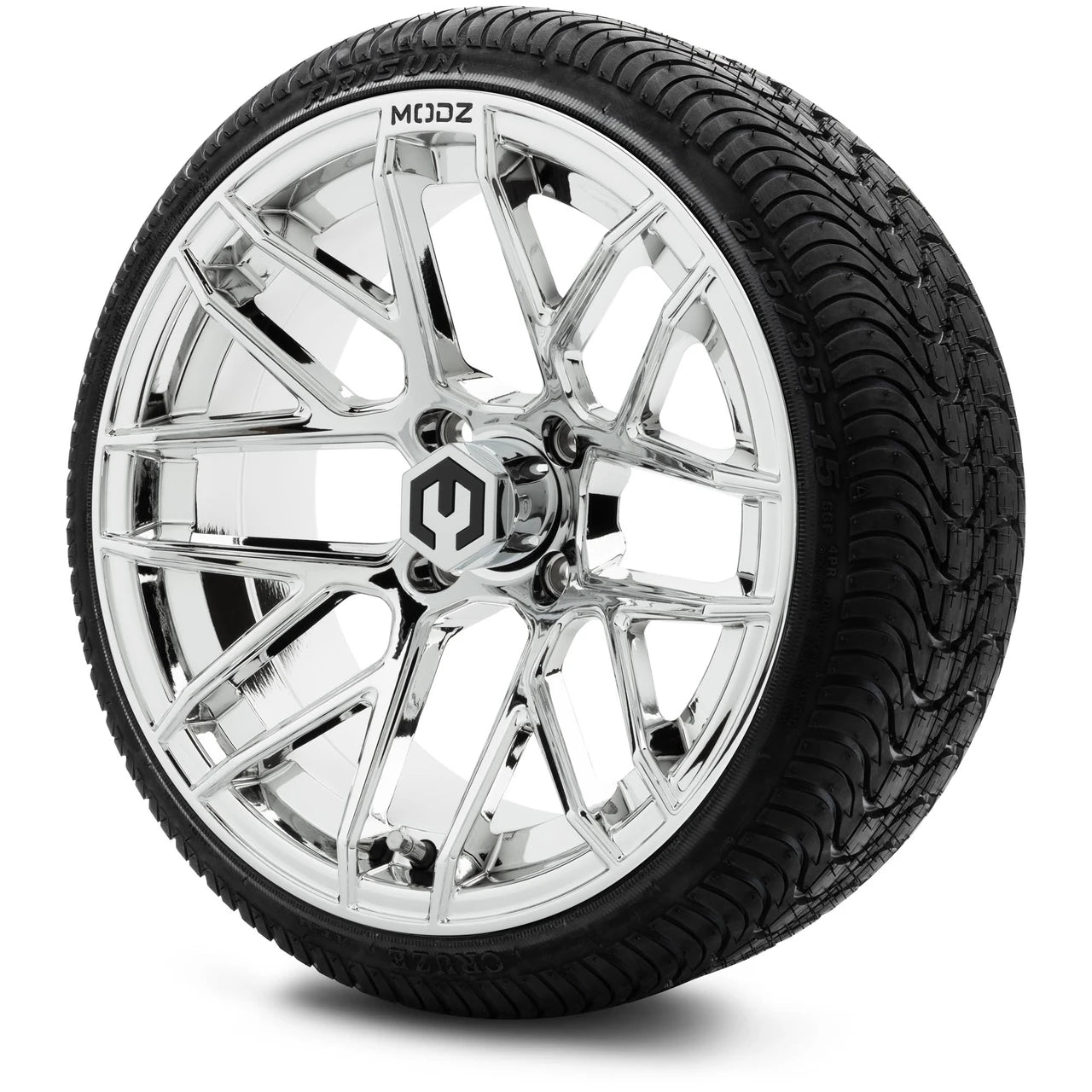 MODZ® 15" Matrix Chrome Wheels & Street Tires Combo
