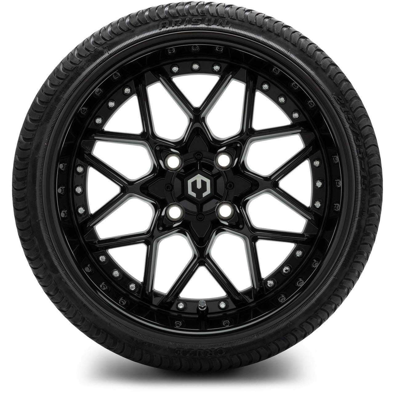 MODZ® 15" Formula Glossy Black Wheels & Street Tires Combo