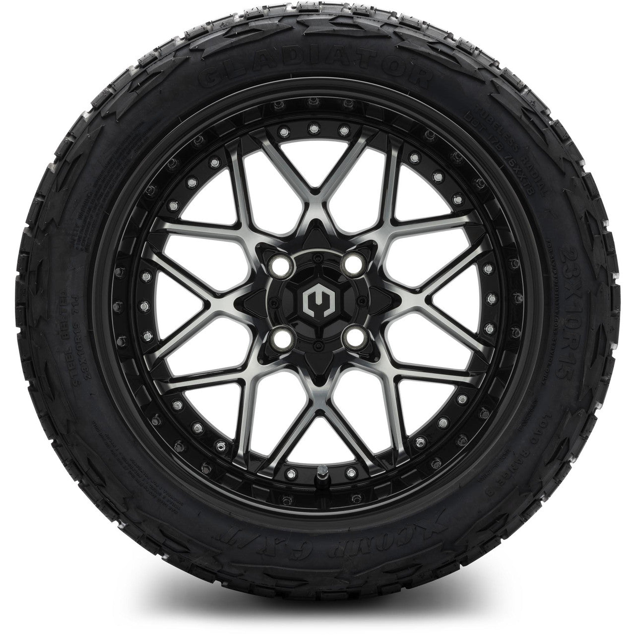 MODZ® 15" Formula Machined Black Wheels & Off-Road Tires Combo