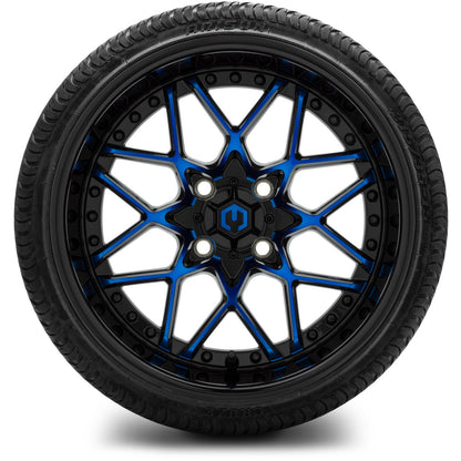 MODZ® 15" Formula Blue and Black Wheels & Street Tires Combo