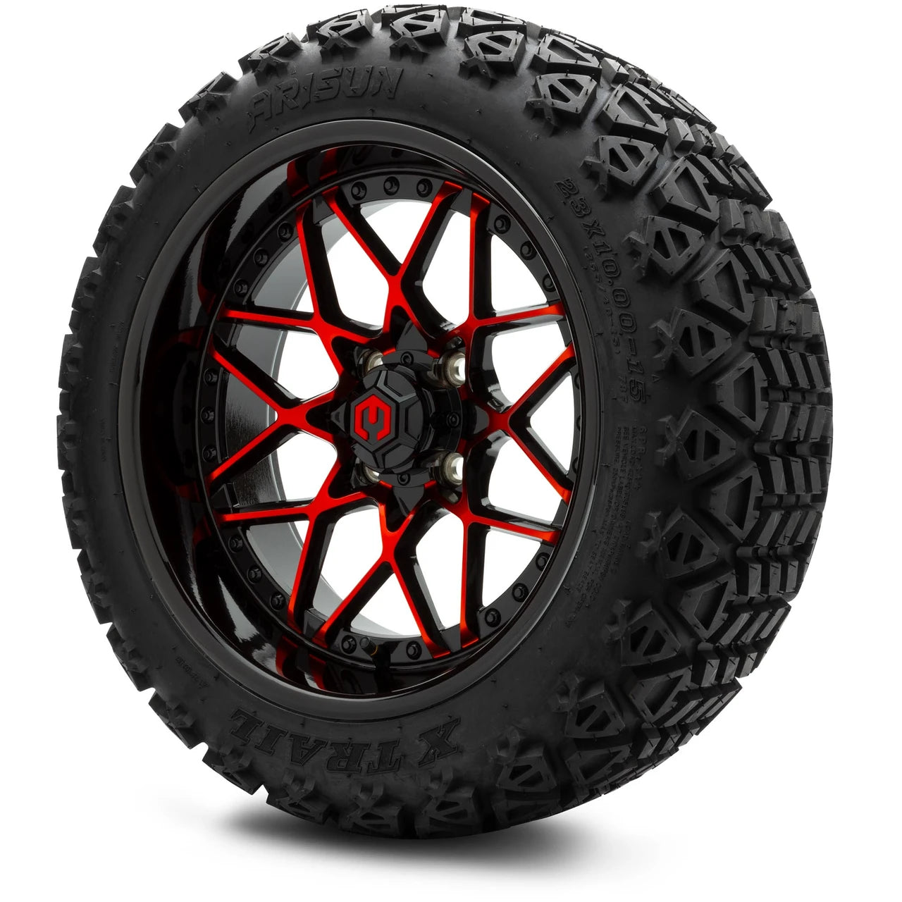 MODZ® 15" Formula Red and Black Wheels & Off-Road Tires Combo