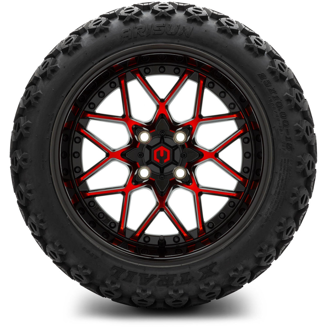 MODZ® 15" Formula Red and Black Wheels & Off-Road Tires Combo