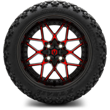 MODZ® 15" Formula Red and Black Wheels & Off-Road Tires Combo