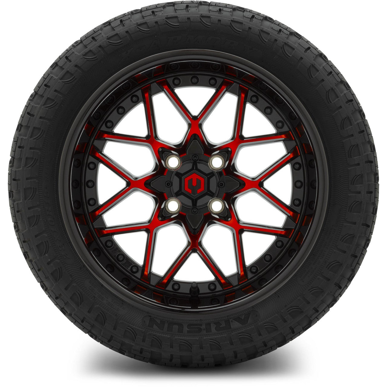 MODZ® 15" Formula Red and Black Wheels & Off-Road Tires Combo