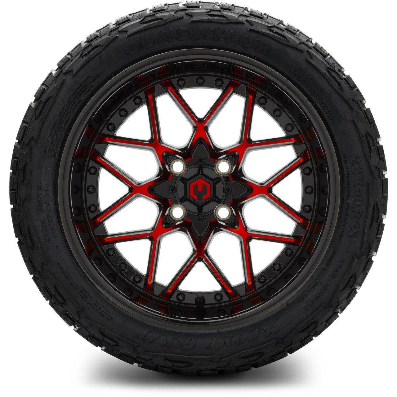 MODZ® 15" Formula Red and Black Wheels & Off-Road Tires Combo
