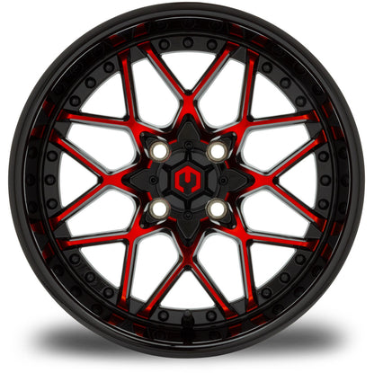 MODZ® Formula Red and  Black 15" Golf Cart Wheel