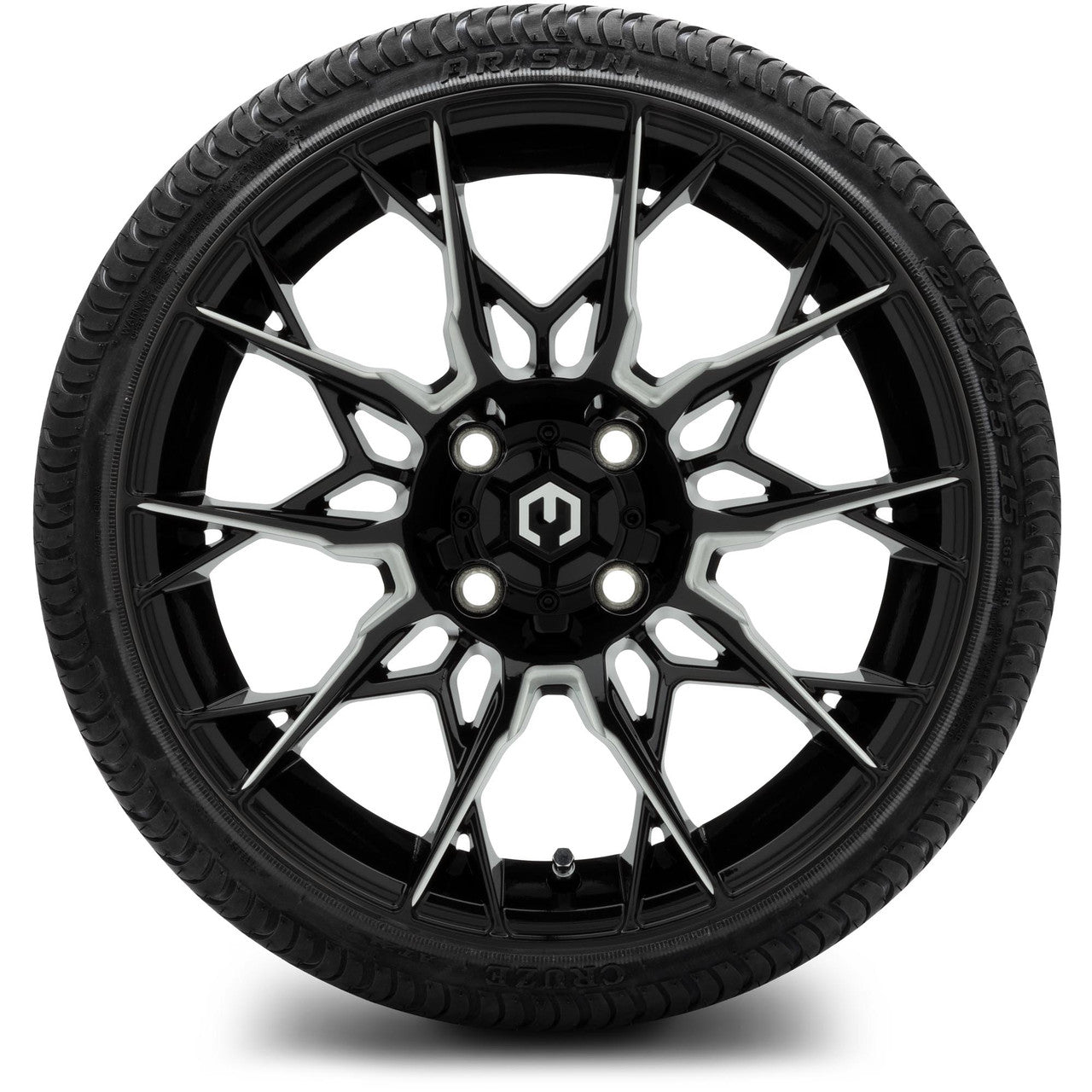 MODZ® 15" Chaos Glossy Black with Ball Mill Wheels & Street Tires Combo