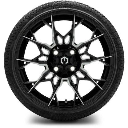 MODZ® 15" Chaos Glossy Black with Ball Mill Wheels & Street Tires Combo