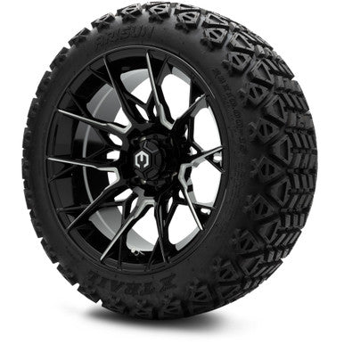 MODZ® 15" Chaos Glossy Black with Ball Mill Wheels & Off-Road Tires Combo