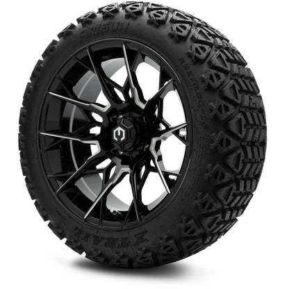 MODZ® 15" Chaos Glossy Black with Ball Mill Wheels & Off-Road Tires Combo