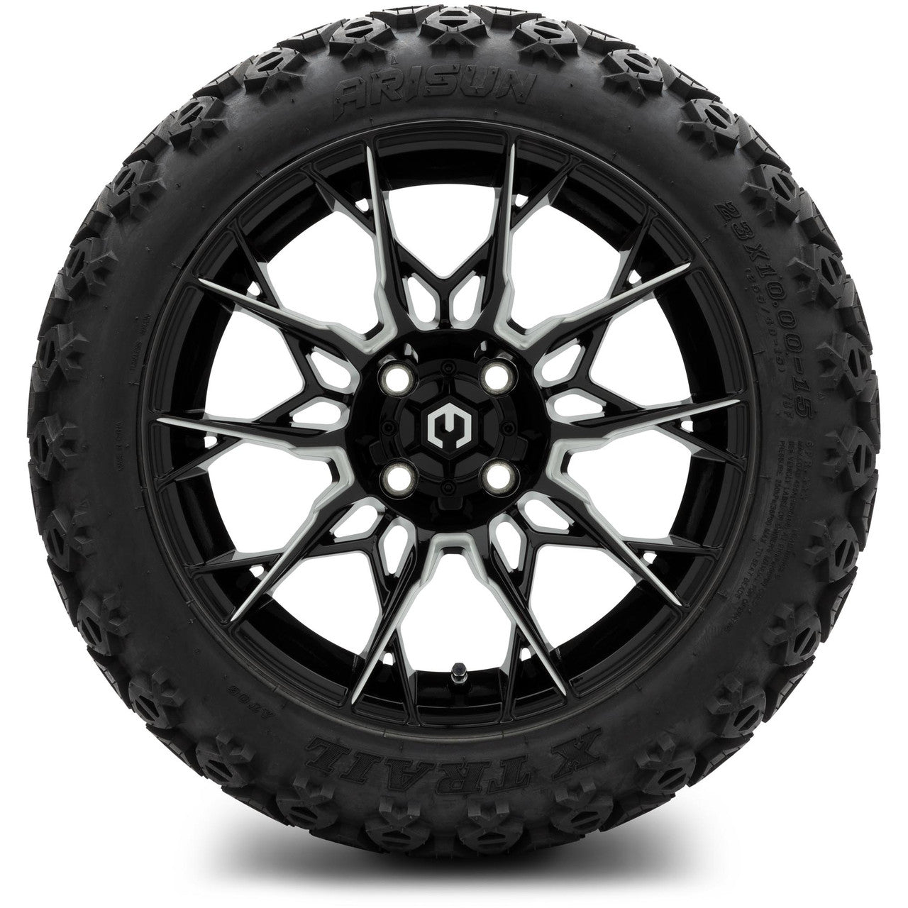 MODZ® 15" Chaos Glossy Black with Ball Mill Wheels & Off-Road Tires Combo