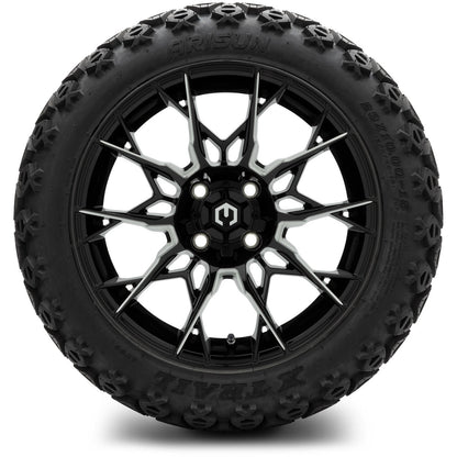 MODZ® 15" Chaos Glossy Black with Ball Mill Wheels & Off-Road Tires Combo