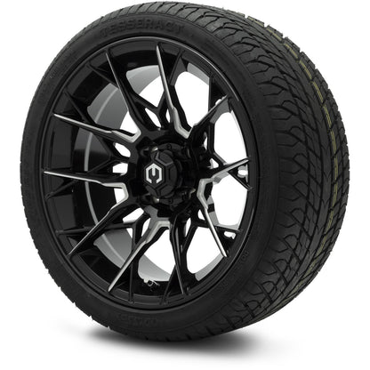 MODZ® 15" Chaos Glossy Black with Ball Mill Wheels & Street Tires Combo