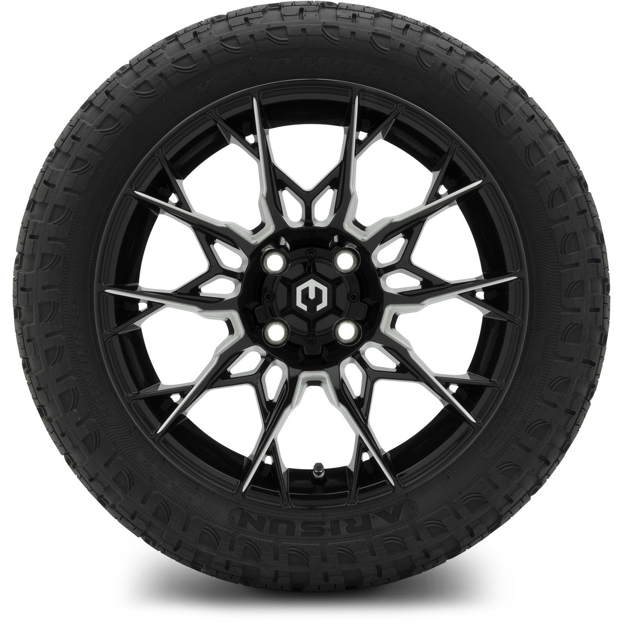 MODZ® 15" Chaos Glossy Black with Ball Mill Wheels & Off-Road Tires Combo