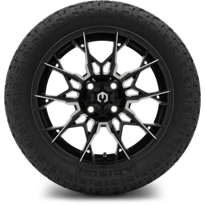 MODZ® 15" Chaos Glossy Black with Ball Mill Wheels & Off-Road Tires Combo