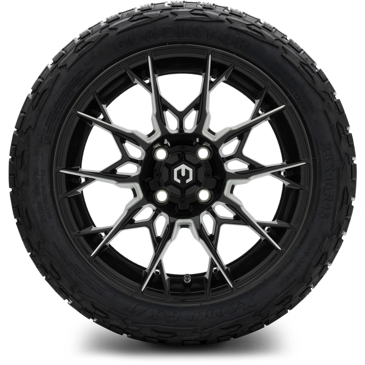 MODZ® 15" Chaos Glossy Black with Ball Mill Wheels & Off-Road Tires Combo