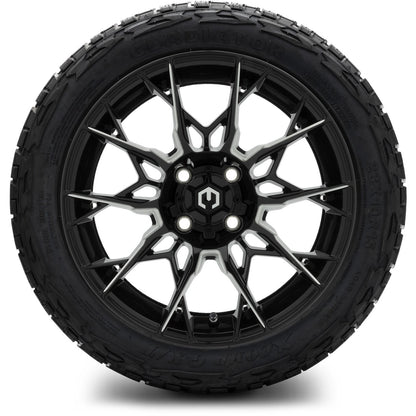 MODZ® 15" Chaos Glossy Black with Ball Mill Wheels & Off-Road Tires Combo