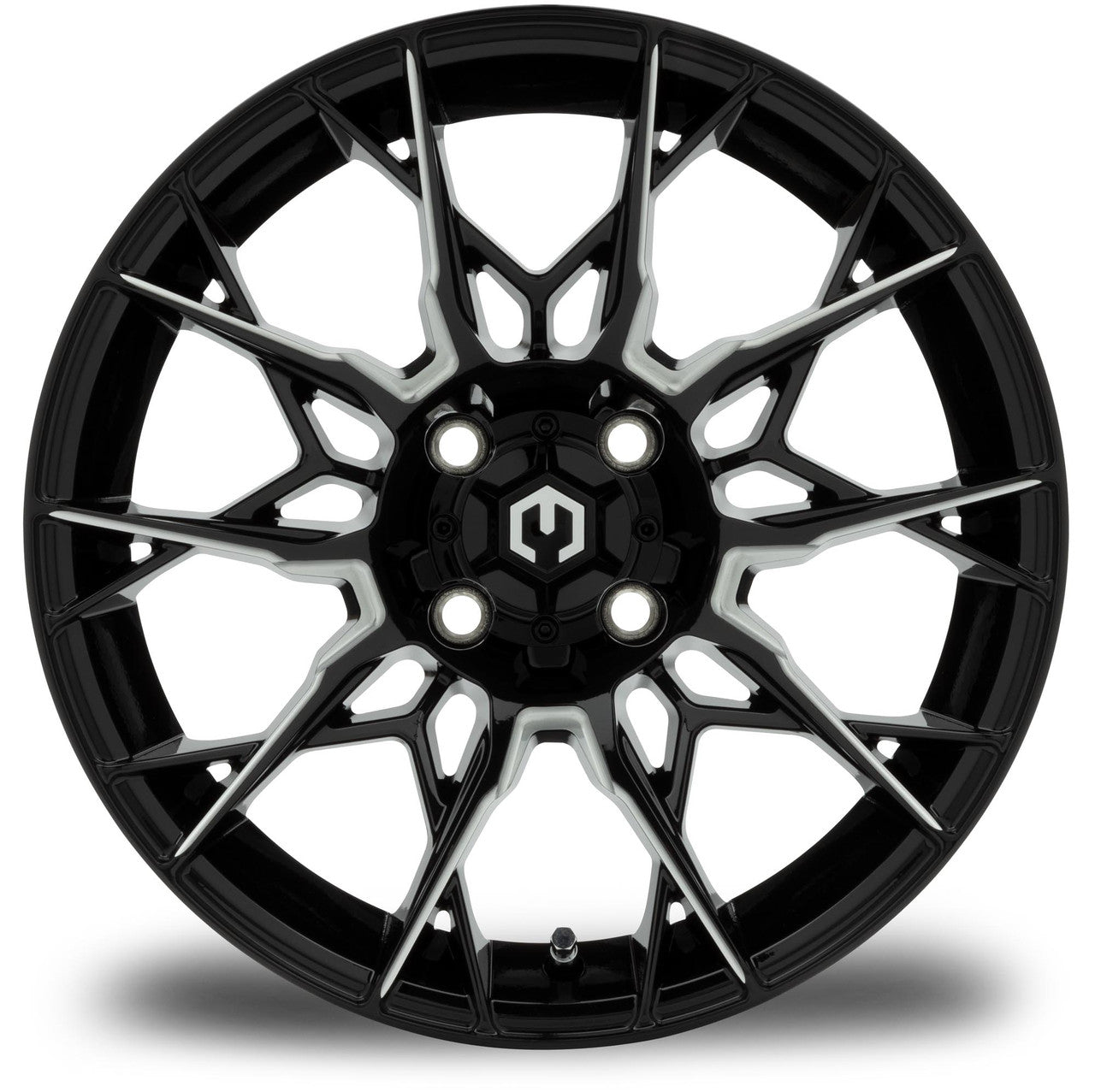 MODZ® Chaos Glossy Black with Ball Mill 15" Golf Cart Wheel