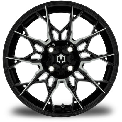 MODZ® Chaos Glossy Black with Ball Mill 15" Golf Cart Wheel