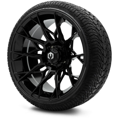 MODZ® 15" Chaos Glossy Black Wheels & Street Tires Combo