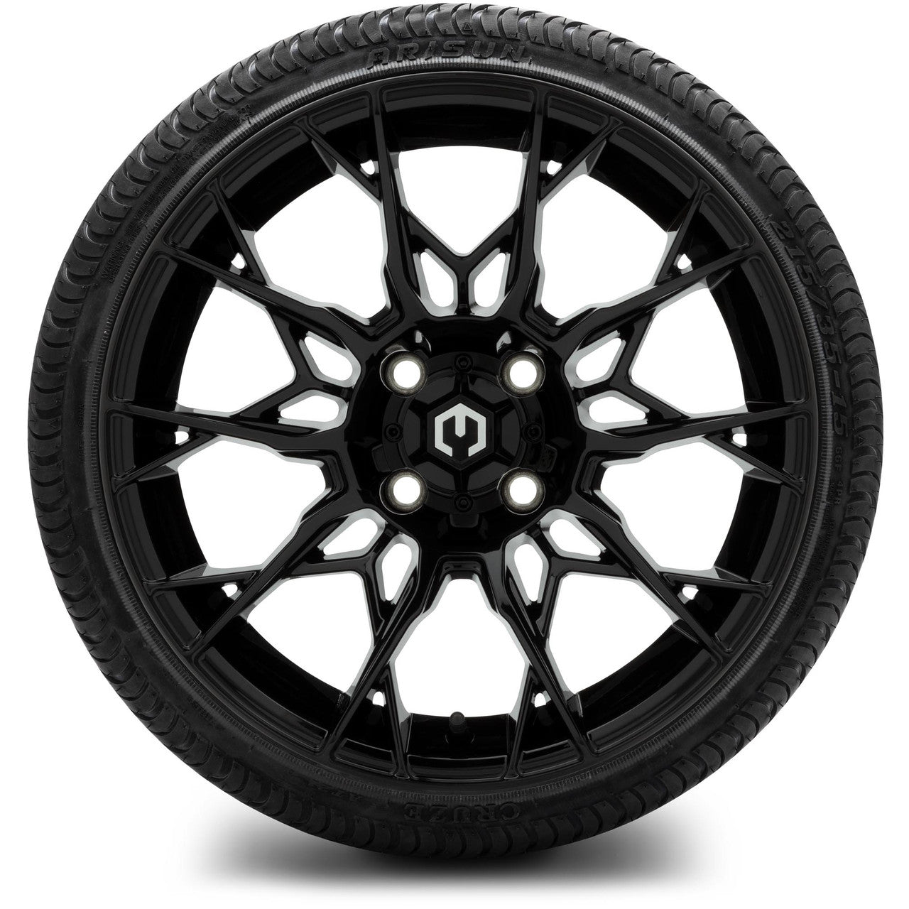 MODZ® 15" Chaos Glossy Black Wheels & Street Tires Combo