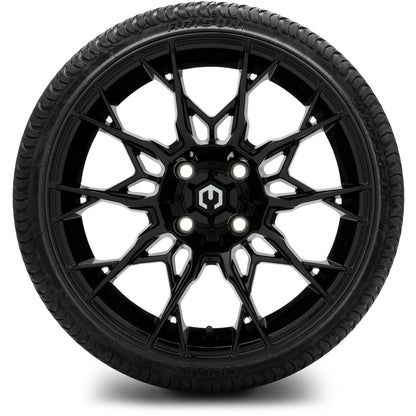 MODZ® 15" Chaos Glossy Black Wheels & Street Tires Combo