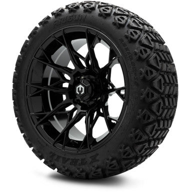 MODZ® 15" Chaos Glossy Black Wheels & Off-Road Tires Combo