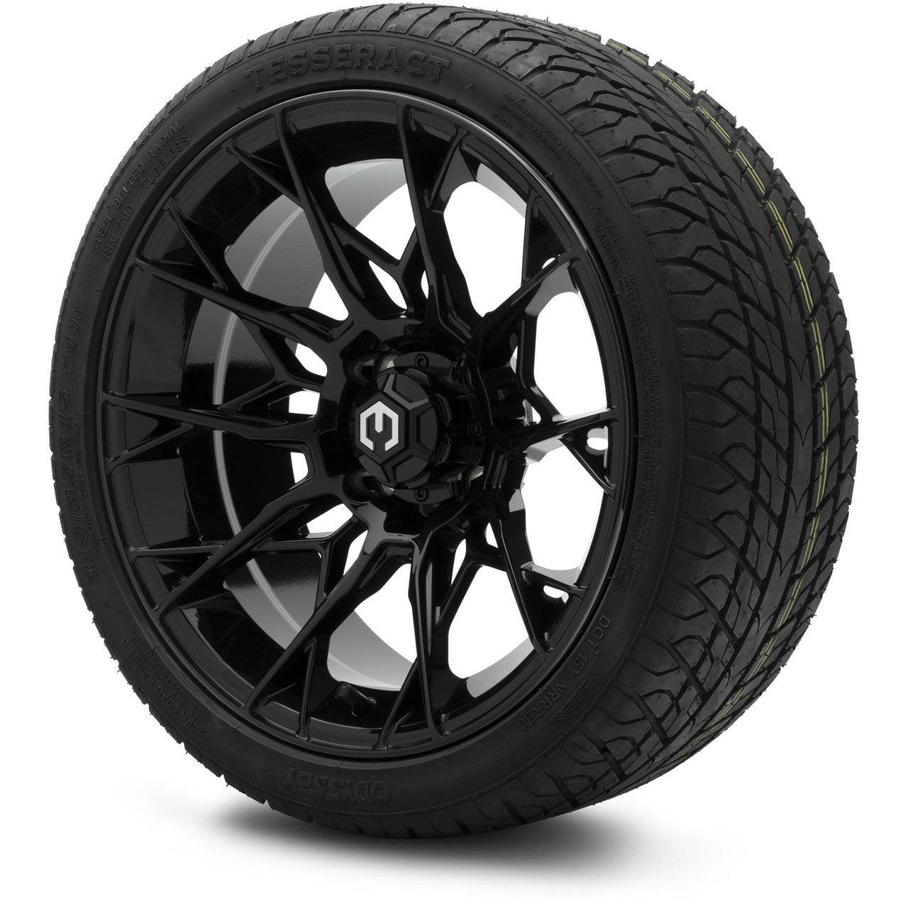 MODZ® 15" Chaos Glossy Black Wheels & Street Tires Combo