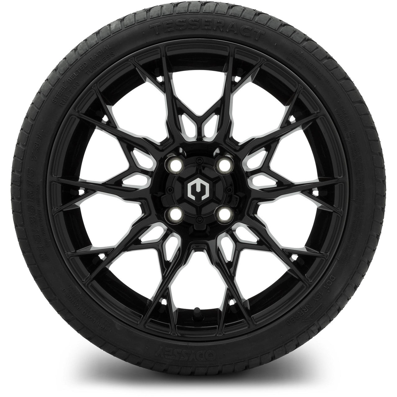 MODZ® 15" Chaos Glossy Black Wheels & Street Tires Combo
