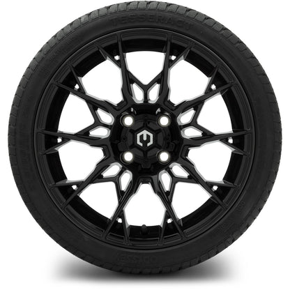 MODZ® 15" Chaos Glossy Black Wheels & Street Tires Combo