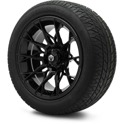 MODZ® 15" Chaos Glossy Black Wheels & Street Tires Combo