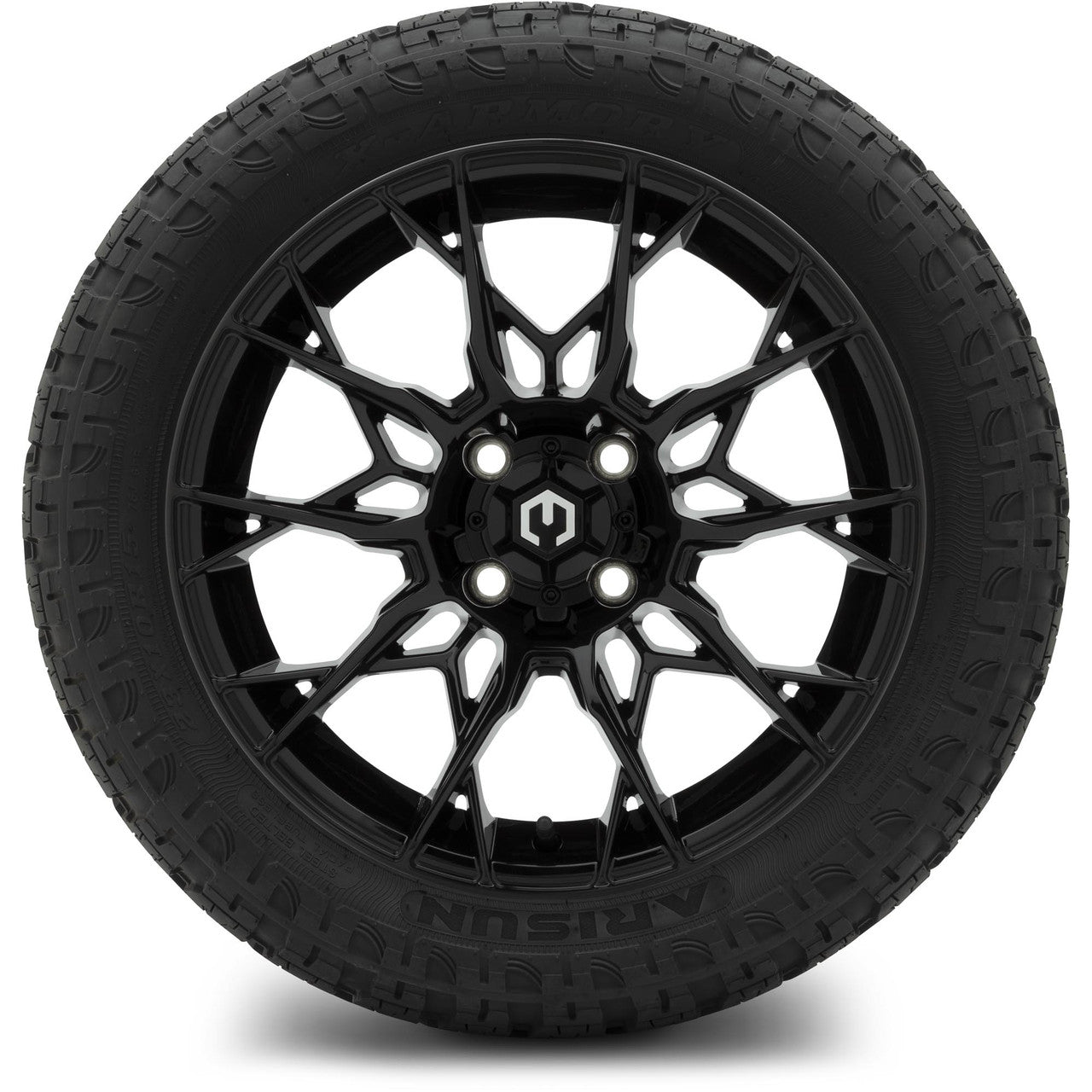 MODZ® 15" Chaos Glossy Black Wheels & Off-Road Tires Combo