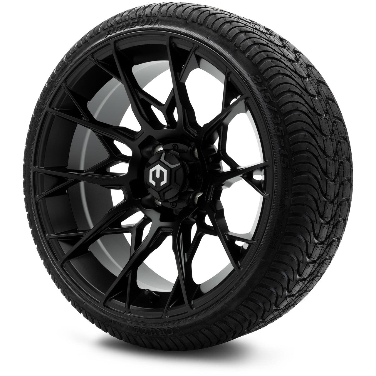 MODZ® 15" Chaos Matte Black Wheels & Street Tires Combo
