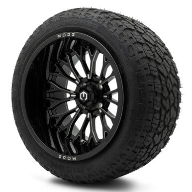 MODZ® 15x10" Convict Glossy Black with Ball Mill Wheels & Off-Road Tires Combo