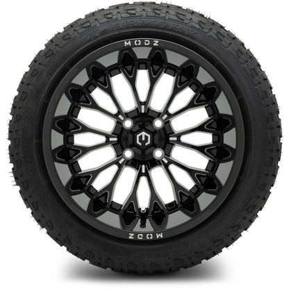 MODZ® 15x10" Convict Glossy Black with Ball Mill Wheels & Off-Road Tires Combo