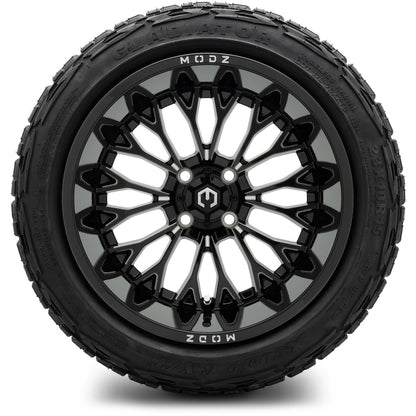 MODZ® 15x10" Convict Glossy Black with Ball Mill Wheels & Off-Road Tires Combo