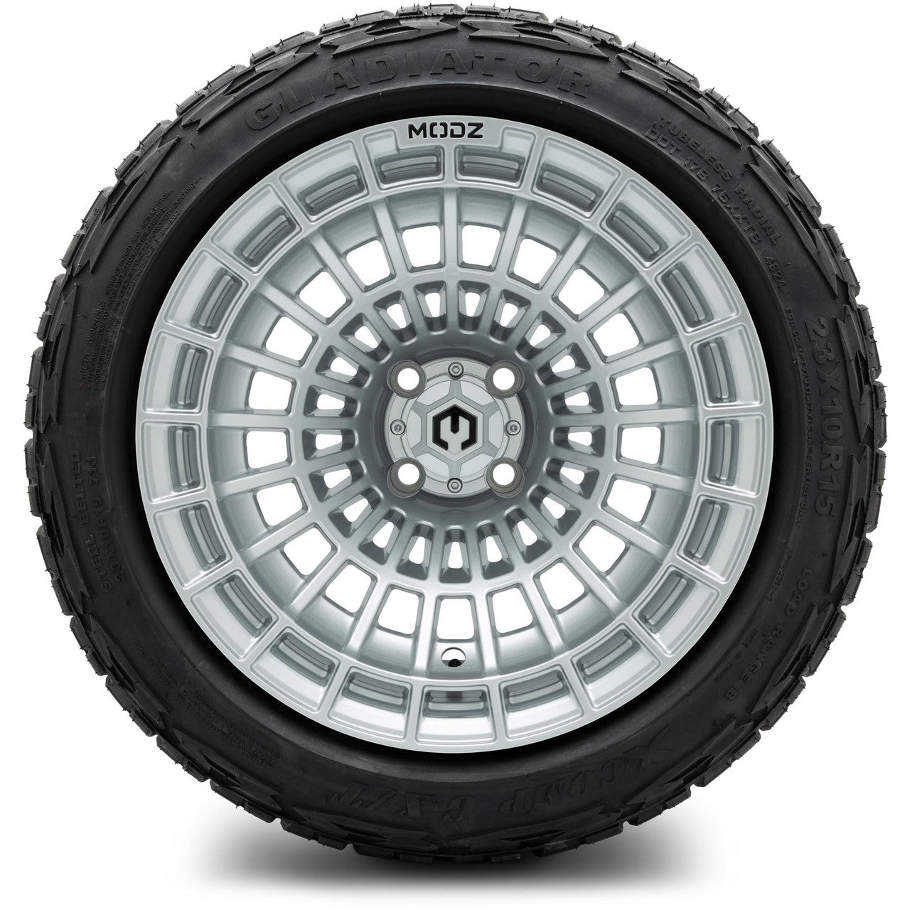 MODZ® 15x10" Felon Silver Wheels & Off-Road Tires Combo