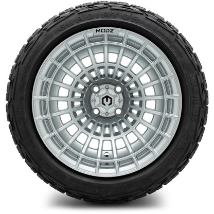 MODZ® 15x10" Felon Silver Wheels & Off-Road Tires Combo