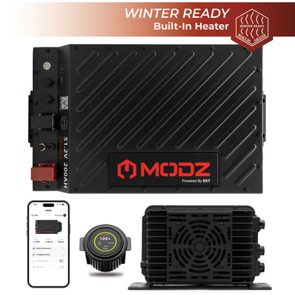 MODZ® Universal 48 Volt (51.2v) 200Ah Blade Lithium Golf Cart Battery Bundle with Built-In Heater