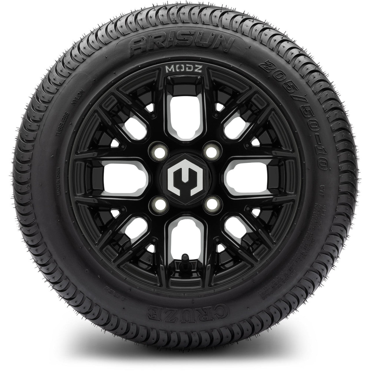 MODZ® 10" Matrix Glossy Black Wheels & Street Tires Combo