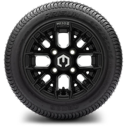 MODZ® 10" Matrix Glossy Black Wheels & Street Tires Combo
